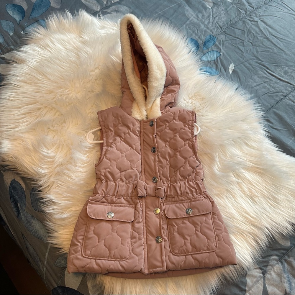 Nicole Miller Quilted Hooded Kids Jacket/Vest - Pink sz 4T EUC - Picture 3 of 9